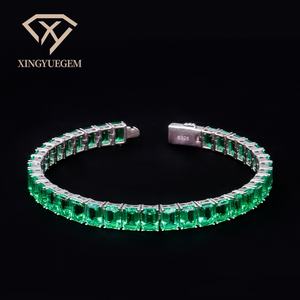<b>Lab</b> Emerald Columbian Classic Tennis Bracelet 5x7mm 925 Silver Customizable Length Unisex - Product Image 1