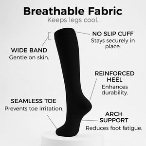 Chaussettes de compression médicales en <span class=keywords><strong>nylon</strong></span> et élasthanne, hauteur genou, 15-20 mmHg, avec logo personnalisé, pour la course et le baseball - Product Image 2