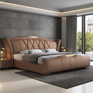 <span class=keywords><strong>Lit</strong></span> King Size de Luxe, Mobilier de Chambre Moderne, Cadre de <span class=keywords><strong>Lit</strong></span> Élégant en Bois, <span class=keywords><strong>Lit</strong></span> Rembourré en Cuir <span class=keywords><strong>avec</strong></span> <span class=keywords><strong>Rangement</strong></span> - Product Image 2
