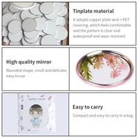 Miroir de maquillage rond de poche promotionnel, mini, en métal, imprimé en sérigraphie multicolore, logo personnalisé pour une utilisation promotionnelle d'entreprise