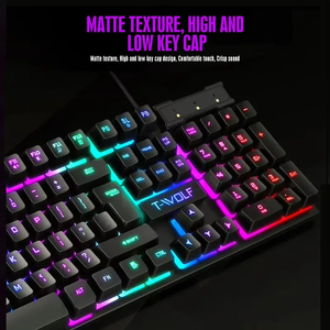Hot bán t-wolf T20 104 Phím Quang RGB đèn nền bàn phím <span class=keywords><strong>USB</strong></span> có dây chơi Game bàn phím cho PC máy tính máy tính để bàn máy tính xách tay - Product Image 3