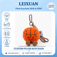 Porte-clés en peluche mignon en forme de ballon de basket, poupée souriante, avec mousqueton et corde tressée, pour sac à dos, sac à main, cadeau sur le thème du sport