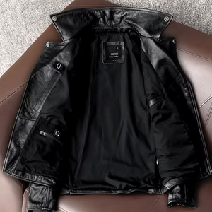 <span class=keywords><strong>Giacca</strong></span> da Moto in Vera <span class=keywords><strong>Pelle</strong></span> per <span class=keywords><strong>Uomo</strong></span> TONGYANG, Cappotto in <span class=keywords><strong>Pelle</strong></span> Bovina di Alta Qualità, Abbigliamento da Motociclista con Cerniera - Product Image 5