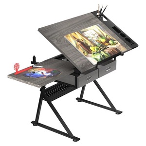 <span class=keywords><strong>Table</strong></span> à <span class=keywords><strong>dessin</strong></span> pliable réglable avec plateau en verre et métal, design moderne, pour école, atelier, chambre, appartement, <span class=keywords><strong>table</strong></span> d'art - Product Image 1