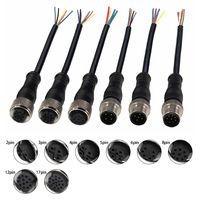 Câble M12 mâle-femelle étanche IP68 personnalisé à 90 degrés, 3, 5, 6, 12, 17 broches, connecteur de capteur M12 4 broches, 8 broches, câble M12