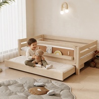 Canapé-lit pour enfants KUKU en bois de frêne massif, gain de place, avec plateforme de couchage supplémentaire escamotable pour les chambres modernes