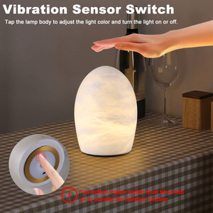 Lámpara de Mesa de Alabastro Natural Recargable de Diseño Creativo ZEROUNO, Sensor de Vibración, RGBW, Interruptor de Ajuste Multi-Partida - Product Image 4