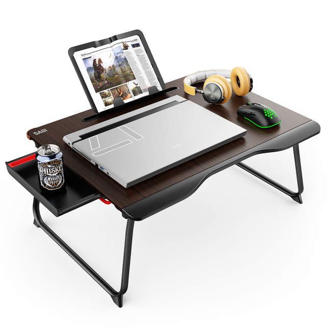 SAIJI Portable Foldable Gaming & Study Lap Desk Multi-Purpose Laptop Workstation with Bed Tray for Home Office or Student Use