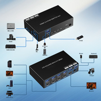 4K 60Hz HDMI KVM Switch 4x1 USB3.0 SPDIF L/R Audio Breakout untuk 4 buah 1 Monitor dengan Remote IR