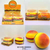 Grand jouet souple en forme de burger en TPR, à remontée lente, anti-stress, simulation alimentaire, pour 14 ans et plus