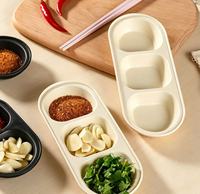 Plat à sauce en plastique à 3 compartiments, multicolore, pour sushi, barbecue, épices, condiments, organisateur de table