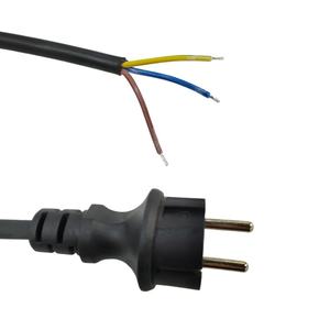 Cordon d'<span class=keywords><strong>alimentation</strong></span> H07RN-F 3CX1mm2 avec fiche européenne droite et extrémité dénudée étamée, gaine en caoutchouc, fiche européenne droite vers extrémité dénudée de 5 cm - Product Image 3