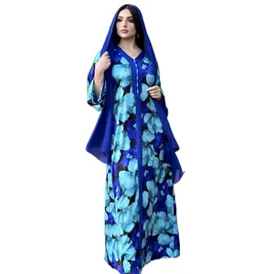 2021 müslüman orta doğu baskılı uzun dantel Abaya kadınlar Kurti elbise Saree parti giyim