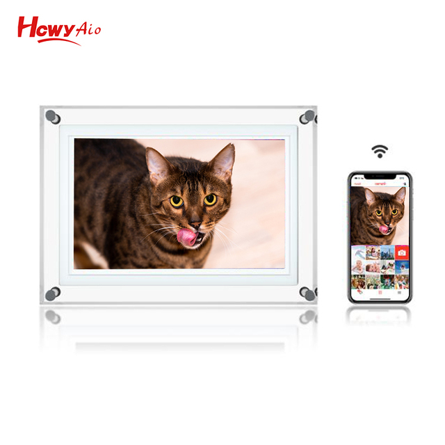 10 Inch Acrylic Transparent USB Type-C Wi-Fi Digital Photo Frame with Video Playback