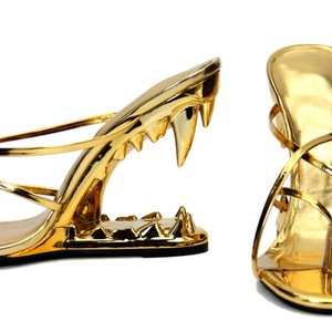 Zapatillas de tacón de cuña con forma de dientes de tigre para mujer, Sandalias de tacón alto personalizadas a la moda, novedad - Product Image 4