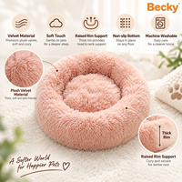 Lit pour animaux de compagnie en peluche douce de couleur personnalisée, canapé rond en peluche chaud, tapis pour chat et chien, lit pour animaux de compagnie pour l'hiver