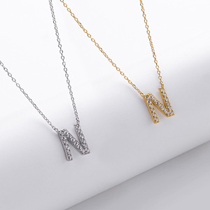 Collana con Ciondolo a Forma di Lettera in Argento Sterling 925 Placcato Oro con Zirconi, Regalo per Donna - Product Image 5