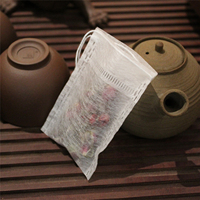 Sachets de thé biodégradables en fibre de maïs PLA jetables, sachets de thé écologiques personnalisés, sachets de thé pyramidaux étiquetés