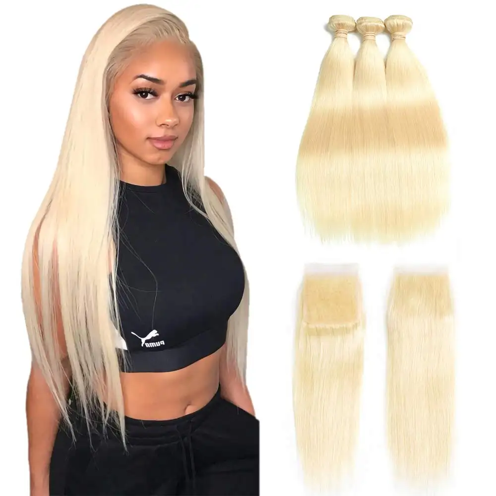 HD 613 Blonde Lace Closure Brazilian Silk Straight HD Lace Closure HD Transparent Closure with Virgin Remy Human Hair Pre-Plucke