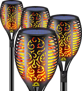 Lampe torche <span class=keywords><strong>solaire</strong></span> à 96 LED, 3 couleurs, grande flamme, blanc chaud 3500K, étanche IP65, batterie lithium 1200mAh, ABS, pour extérieur, jardin, cour - Product Image 1