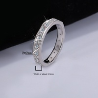 Bagues de couple en argent 925 serties de diamants Moissanite certifiés GRA, design losange, pour célébrations d'anniversaire et cadeaux