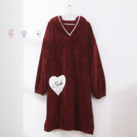Peignoir Chaud en Velours Corail Personnalisé, Vêtements d'Intérieur Doux et Mignons à Capuche, Pyjamas d'Hiver Cartoon pour Femme