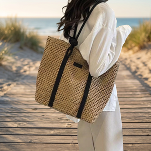 New Fashionable Lady Straw Woven Animal Prints Casual Large Capacity Shoulder Bag with Zipper & Hasp Closure China - Product Image 2