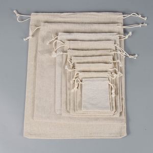 Sac à cordon en coton et lin pas cher, petite pochette à cordon - Product Image 3