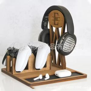 Wooden Gaming Accessory Organizer Solid Wood Desktop <b>Headset</b> <b>Stand</b> Multipurpose Storage Rack For Home Use - Product Image 5