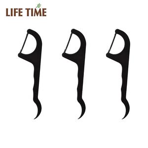 50pcs einfach nehmen 2 in1 kieferorthopädische <span class=keywords><strong>flosser</strong></span> pick fabrik <span class=keywords><strong>mint</strong></span> eco freundliche holzkohle zahnseide pick mit Eco papier box verpackung - Product Image 4