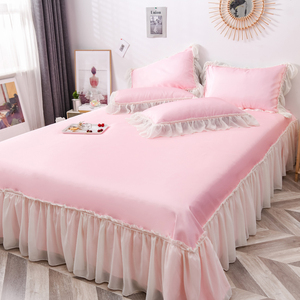 Nantong 공장 공주 레이스 침구 세트 베개 케이스 냉각 시트 침대 스커트 장식 침대 시트 온라인 - Product Image 4