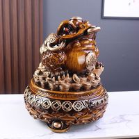 Figurine de crapaud doré à trois pattes, grande taille, en résine époxy, peinte à la main, sculptée, personnalisée, art populaire artistique, souvenir pour la maison