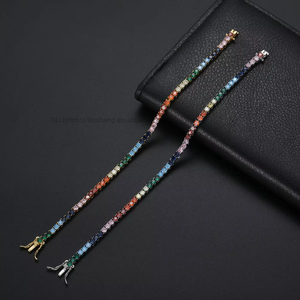 3MM Color Tennis Chain <b>Bracelet</b>, Single Row Hip Hop Necklace <b>Bracelet</b> Tanjing Fashion Lijing Necklace - Product Image 2