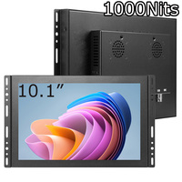 Moniteur tactile industriel de 10,1 pouces, style cadre ouvert, 1280x800, 16:10, noir, lisible en plein soleil, 1000 nits