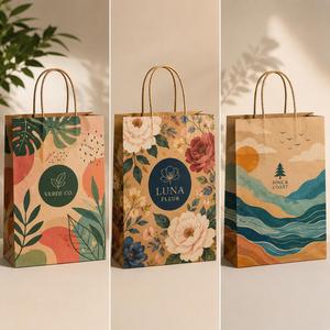 Sac fourre-tout, trousse de maquillage pour femmes, sac de shopping en papier de luxe personnalisé, sac fourre-tout en papier imprimé, emballage sérigraphié - Product Image 6