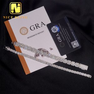 Alta qualità moda Hip Hop <span class=keywords><strong>925</strong></span> Sterling Silver 6mm 10mm Moissanite Cluster Tennis catena bracciale cubano - Product Image 5