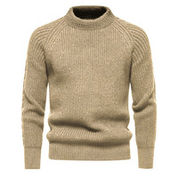 Pull en coton d'hiver pour homme, col rond, tricoté, motif uni, logo personnalisé OEM et ODM en gros