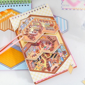 2.0 giá trị cao A5 handmade thu nhỏ biệt thự cảnh quan dán ba chiều Túp lều có thể xếp chồng thiết kế xoắn ốc ràng buộc giấy Quà Tặng - Product Image 2