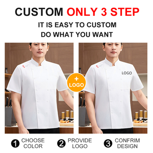 Uniforme de <span class=keywords><strong>Chef</strong></span> de Manga Corta de Poliéster y Algodón para Restaurantes, Camisa de <span class=keywords><strong>Cocina</strong></span> de Verano para Chefs - Product Image 4