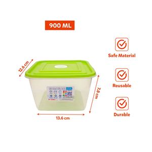 900ml Square PP Plastic Food Storage Container Lid BPA Free Reusable Durable Lightweight Multifunctional Kitchen Storage <b>Bin</b> - Product Image 5