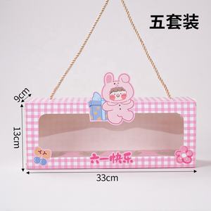 Cajón de rejilla para cupcakes, donut, tiramisú, rollo de toalla, caja de pastel para mascotas, caja de postre rectangular con cuerda dorada - Product Image 6