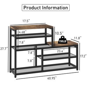 Zapatero de pie industrial marrón de 5 niveles, Banco de entrada, organizador de almacenamiento de <span class=keywords><strong>zapatos</strong></span> estrechos, tacones altos <span class=keywords><strong>para</strong></span> armarios de pasillos - Product Image 3