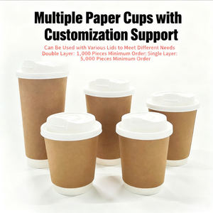 Vasos de Papel Desechables Personalizados al por Mayor de 8 oz, Blancos, Negros y Marrones, con Tapas Recubiertas de PE para Café y Bebidas Calientes - Product Image 3