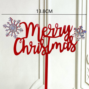 ฮันนี่ แอนด์ สวีทเนส เมอร์รี่คริสต์มาส อะคริลิคเค้กท็อปเปอร์ ตกแต่งเกล็ดหิมะ สีแดง ทอง ขาว 278 - Product Image 4