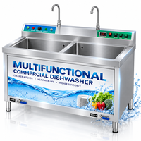 Évier en acier inoxydable à double robinet pour le lavage de vaisselle et de produits alimentaires, idéal pour les cuisines de restaurants, marque privée
