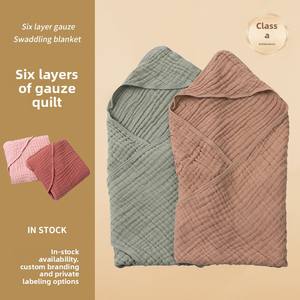 Serviette <span class=keywords><strong>de</strong></span> <span class=keywords><strong>bain</strong></span> et couverture d'emmaillotage pour nouveau-né en gaze six couches, 100% coton <span class=keywords><strong>de</strong></span> qualité supérieure, à capuche, une pièce, pour la salle <span class=keywords><strong>de</strong></span> <span class=keywords><strong>bain</strong></span>, modèle transfrontalier - Product Image 2