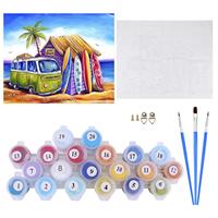 Kit de Peinture à l'Huile par Numéro DIY avec Sept Couleurs, Peinture pour Adultes sur Toile avec Pinceaux