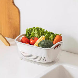 ตะกร้าล้างผักพลาสติกแบบเรียบง่าย ขนาดใหญ่ สำหรับอ่างล้างจาน ตะแกรงกรองผลไม้และข้าว กระชอนครัว - Product Image 4
