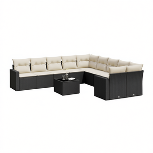 Modular Black PE Rattan Garden <b>Sofa</b> <b>Set</b> With Cushions Outdoor Furniture Contemporary Design - Product Image 1