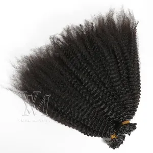 VMAE 100g Mongolian Indian Hair Natural Black Color Afro Kinky Curly 4A 4B 4C Nail Tip Pre-Bonded Cuticle Aligned Remy Keratin